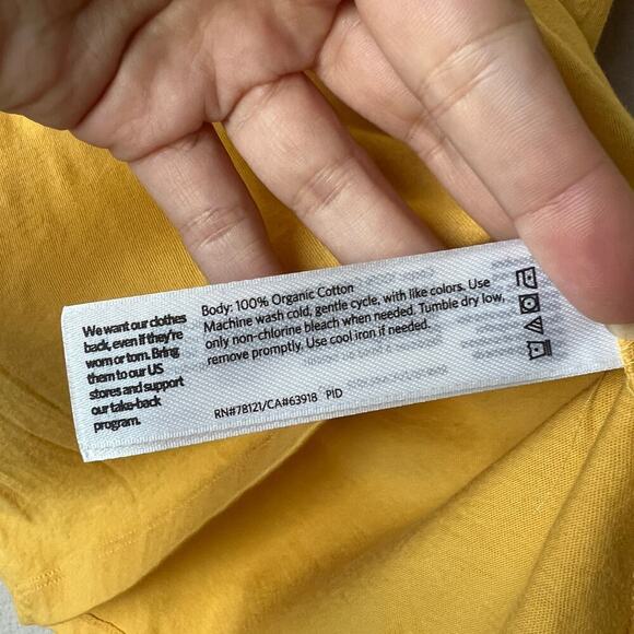 Eileen Fisher Yellow Organic Cotton Jersey Crew Neck Tee Size Medium - Picture 5 of 5